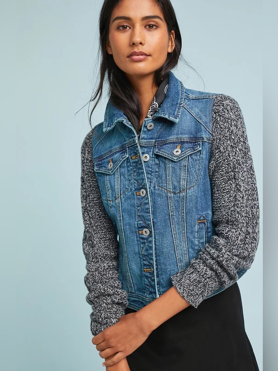 Pilcro and the Letterpress Jackets & Blazers - Pilcro and the Letterpress Anthropologie Sweater-Sleeved Denim Jacket
